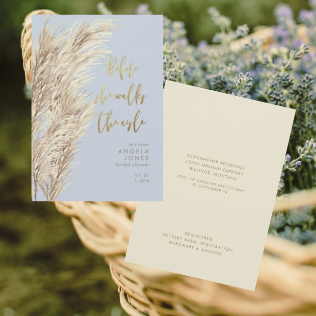 Convites Pampas Azuis Dusty Antes Que Ela Ande Chá de panel (Criador carregado)