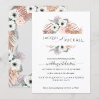 Pampas Boho Grama Blush Floral Folhagem Palm