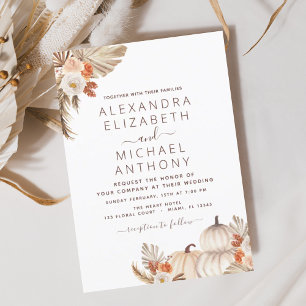 Convites Pampas casamentos outono Pumpkin Terracotta