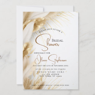 Convites Pampas Douradas Florais Rustic Elegant Bohemian