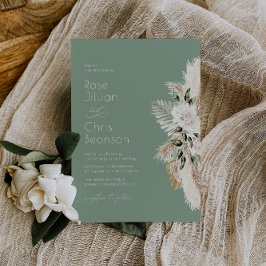 Convites Pampas florais sage floral casamento verde