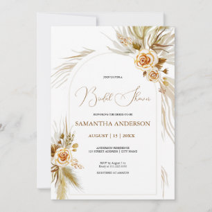Convites Pampas gramínea aquarela boho elegante Chá de pane