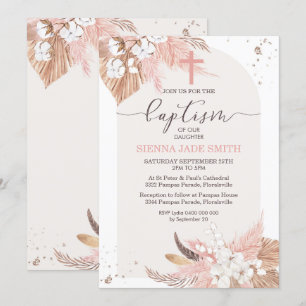 Convites Pampas Grass Baptism Invent Desert Boho Arco