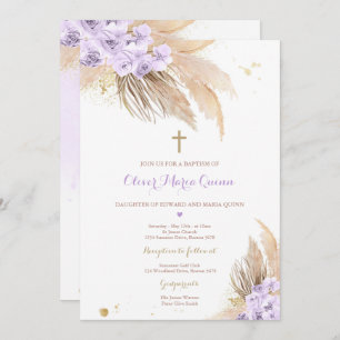 Convites Pampas Grass Bohemian Baptism Boho Christening
