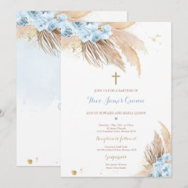 Convites Pampas Grass Bohemian Baptism Boho Christening