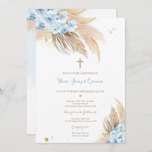 Convites Pampas Grass Bohemian Baptism Boho Christening