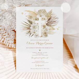Convites Pampas Grass Bohemian Baptism Boho Christening