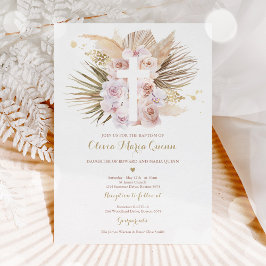 Convites Pampas Grass Bohemian Baptism Boho Christening