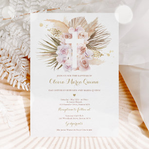 Convites Pampas Grass Bohemian Baptism Boho Christening