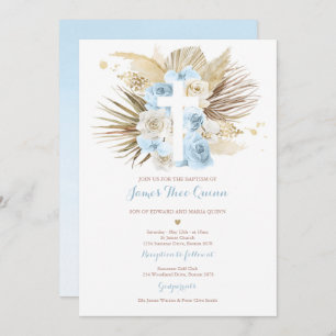Convites Pampas Grass Bohemian Baptism Boho Christening