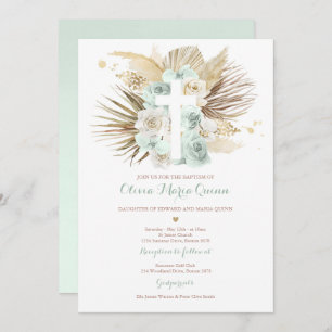 Convites Pampas Grass Bohemian Baptism Boho Christening