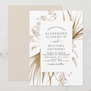 Convites Pampas Grass Bohemian Boho Invitation
