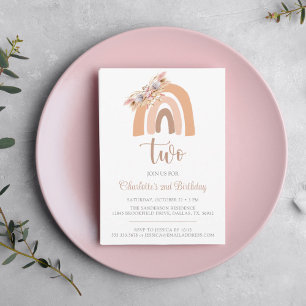 Convites Pampas Grass Boho Rainbow Minimalista Birthday