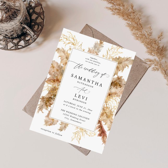 Convites Pampas Grass e Boho Dourado (Criador carregado)