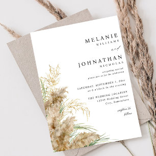 Convites Pampas Grass e Casamento Dourado 2
