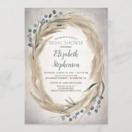 Convites Pampas Grass e Greenery Boho Chá de panela