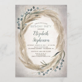 Convites Pampas Grass e Greenery Boho Chic Birthday