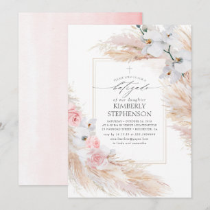 Convites Pampas Grass e Orquídeas Brancas Tropicais Batiza