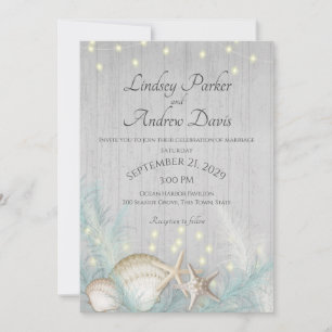 Convites Pampas Grass e Starfish Rustic Beach Invent