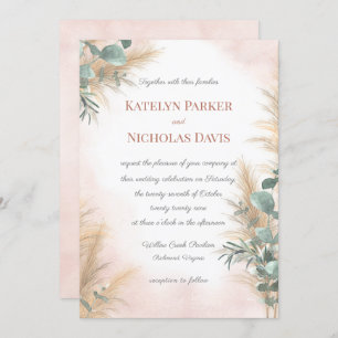 Convites Pampas Grass Eucalyptus Greenery Boho Wedding Invi