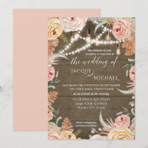 Convites Pampas Grass Floral Edison Luz Russo Casamento