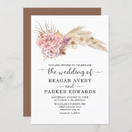 Convites Pampas Grass Floral Rosa e Casamento Roxo Secos