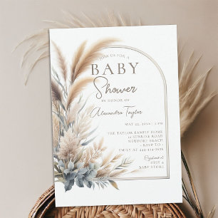Convites Pampas Grass Greenery Boho Chá de fraldas Neutro