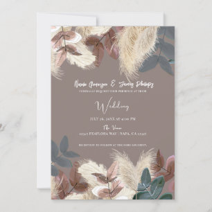 Convites Pampas Grass & Leaves Terthy Bohemian Casamento