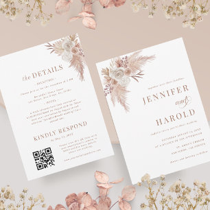Convites Pampas Grass Mínimo Planta Tudo em Um Casamento