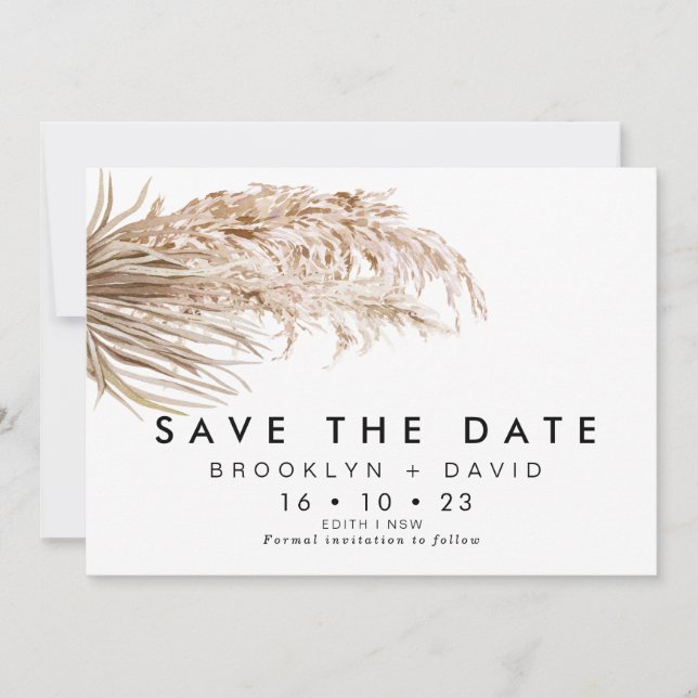 Convites Pampas Grass Palm Weding The Date Card (Frente)