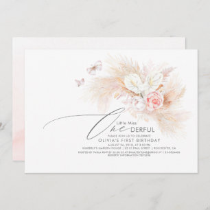 Convites Pampas Grass Pink Menina Maravilhosa Aniversário