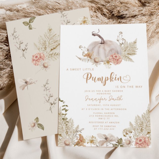 Convites Pampas grass pumpkin baby shower Invitation (Criador carregado)