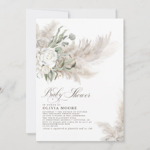 Convites Pampas Grass Sage Greenery Floral Boho Chá de fra