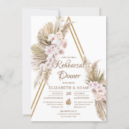 Convites Pampas Grass Secas Palm Blush Ensaio Dourado Rosa