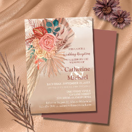 Convites Pampas Grass Terracotta Boho Recepção de casamento
