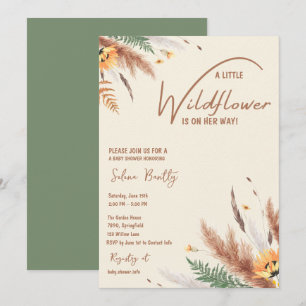 Convites Pampas Grass Um Pequeno Chá De Bebê De Flor Selvag