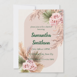 Convites Pampas Rosa e Floral