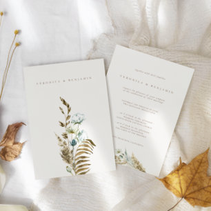 Convites Pampas Secas, Casamento de Grass Dusty Blue Greene