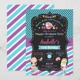 Convites Pamper Sleepover Spa Party Birthday Blones Girls
