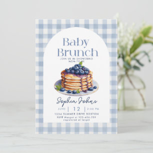 Convites Pancake Blueberry Gingham Baby BrunChá de fraldas