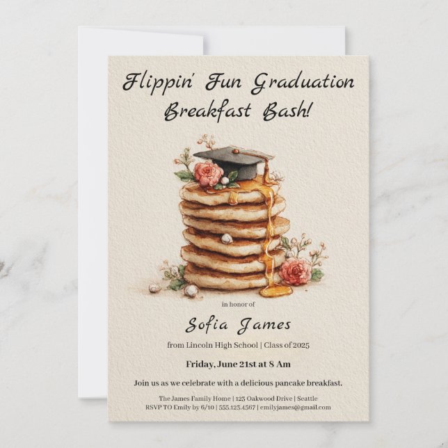 Convites Pancake Brunch Graduation Celebration Invitation (Frente)