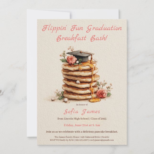 Convites Pancake Brunch Graduation Celebration Invitation (Frente)