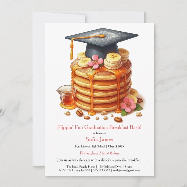 Convites Pancake Graduation Breakfast Celebration (Frente)