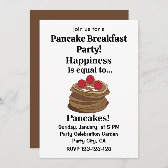 Convites Pancakes Breakfast Party (Frente/Verso)