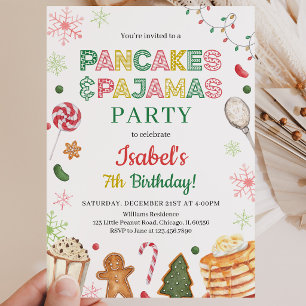 Convites Pancakes e Pijamas Aniversário de Natal