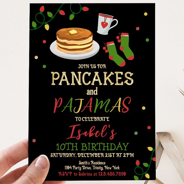 Convites Pancakes e Pijamas Aniversário de Natal (Criador carregado)