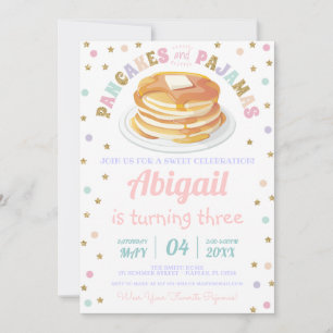 Convites Pancakes e pijamas Glitter Dot Star Kid Aniversári