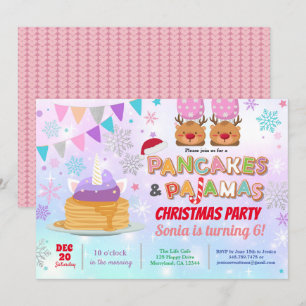 Convites Pancakes e pijamas unicórnio de aniversário de Nat