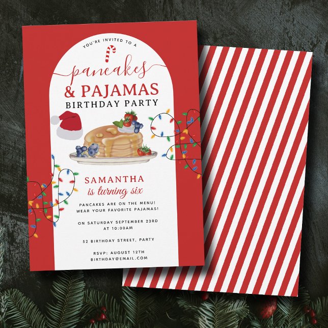 Convites Pancakes Pajamas PJ's Girl Christmas Birthday (Pancakes Pajamas PJ's Girl Christmas Birthday Invitation)