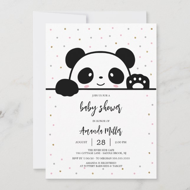 Convites Panda Baby Shower Invitation (Frente)